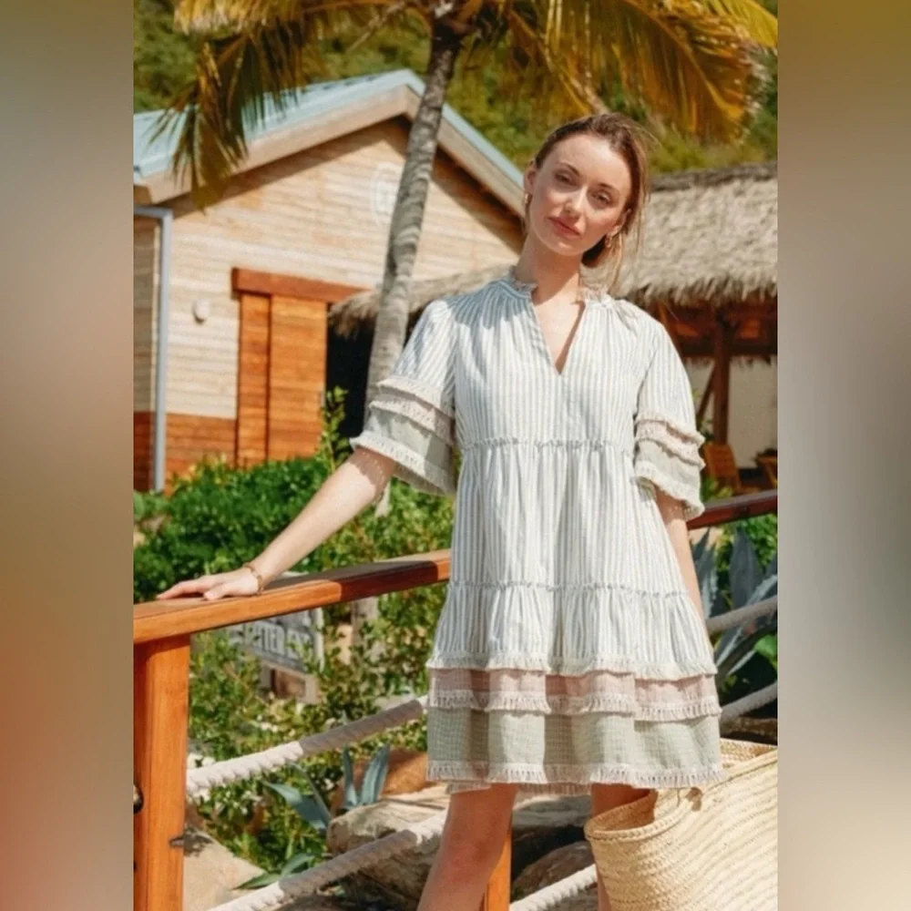 TUCKERNUCK Cotswold Stripe Dress XXXL Sage Green - Picture 8 of 11